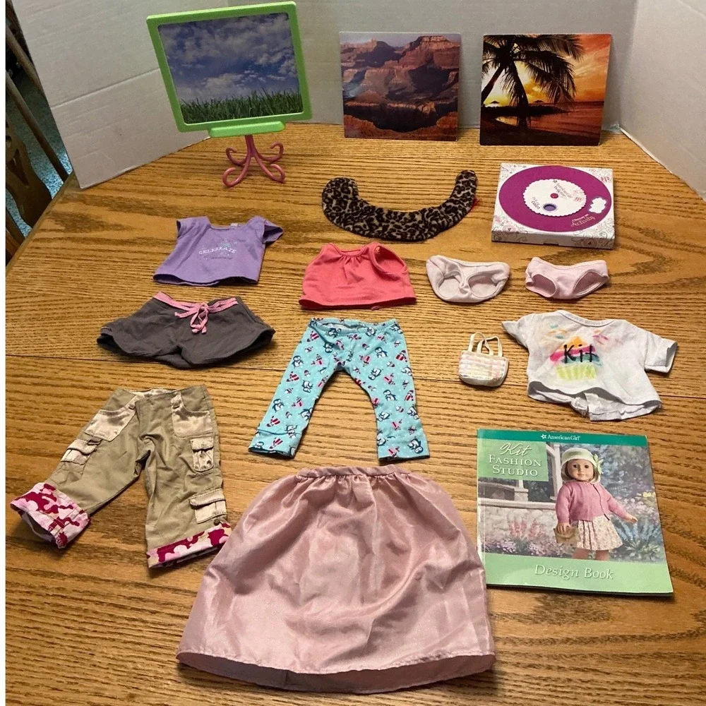 American Girl Doll Clothing Accessory Lot Kit Fashion Studio Clothes Pants Book